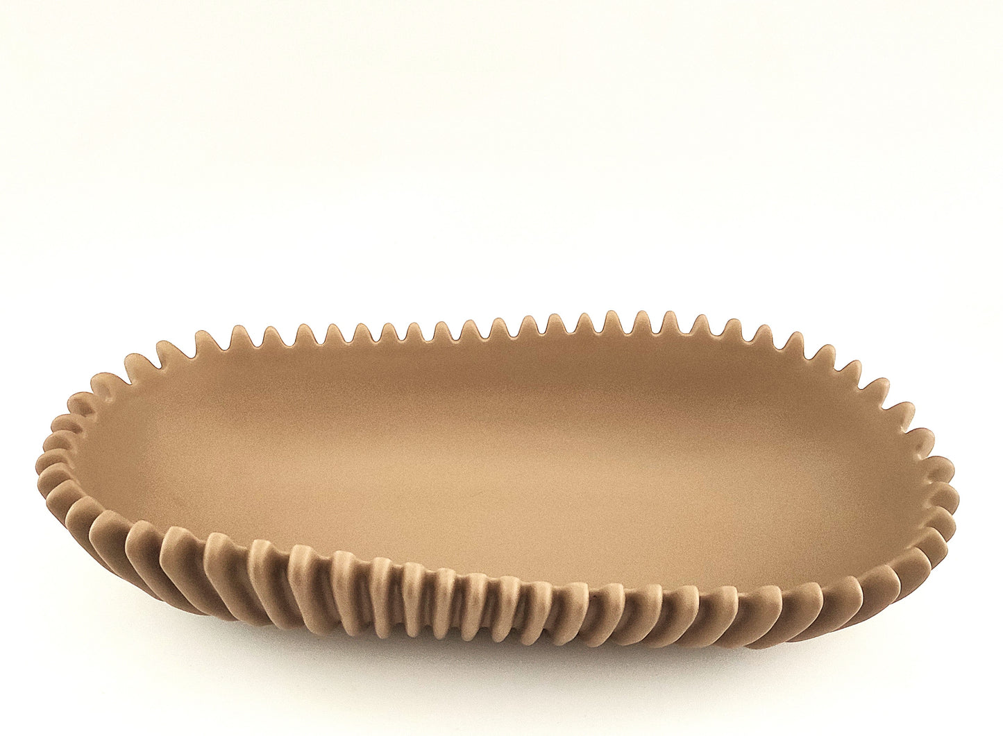 Bol décoratif rainuré beige