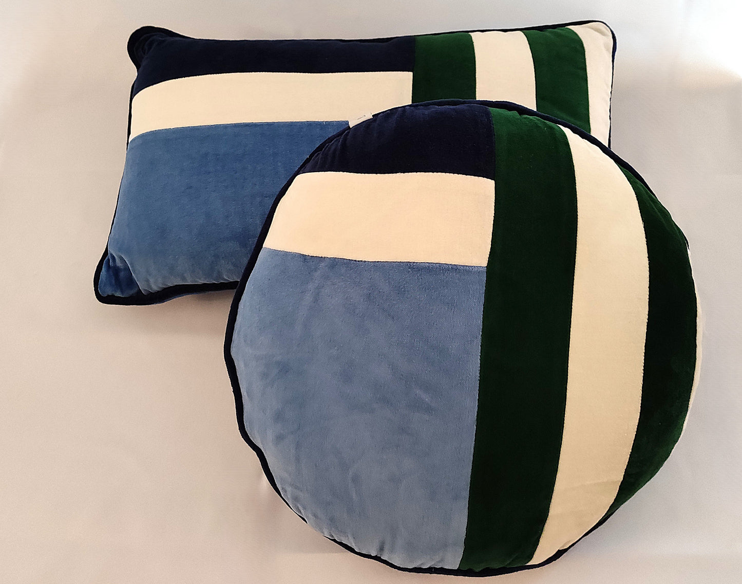Coussin bleu blanc vert
