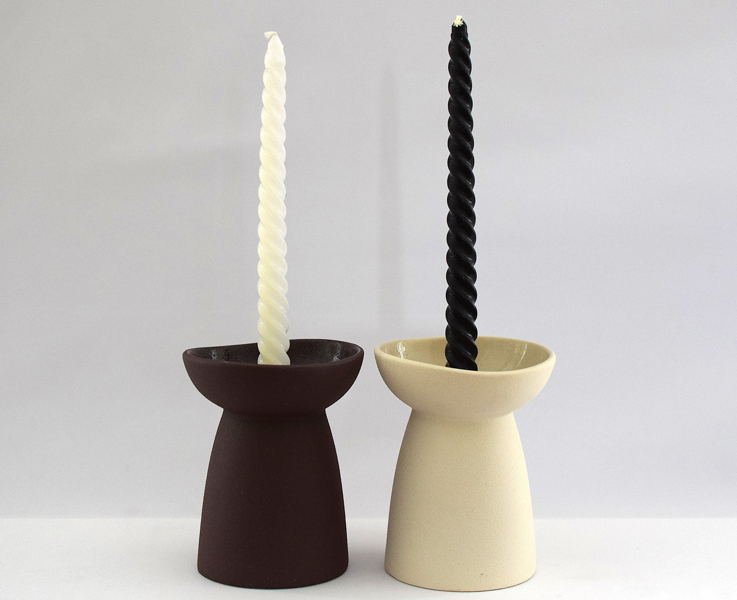 Bougeoirs crème & chocolat