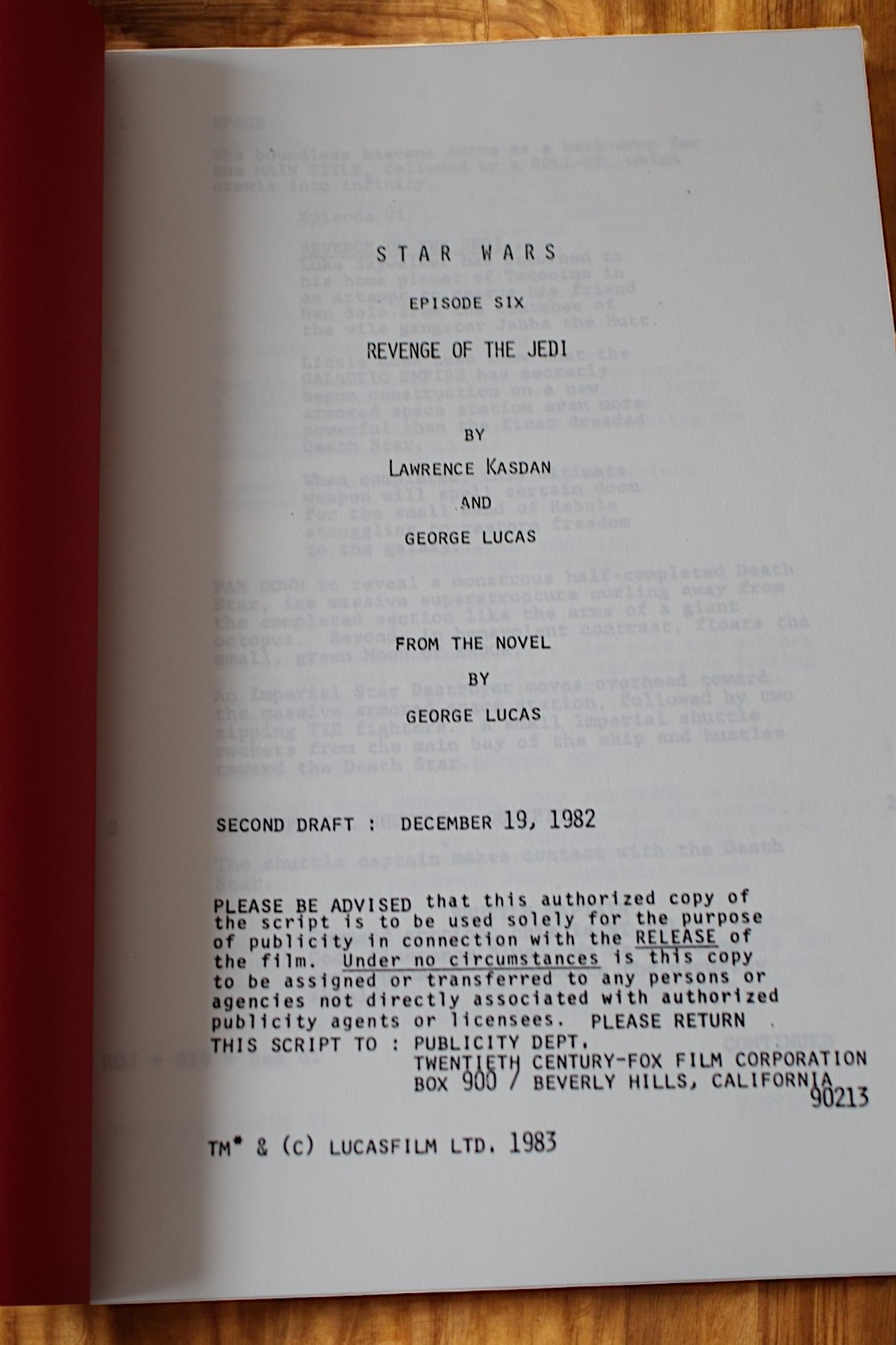 Copie du scénario "Star wars - le retour du Jedi"