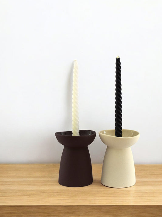 Bougeoirs crème & chocolat