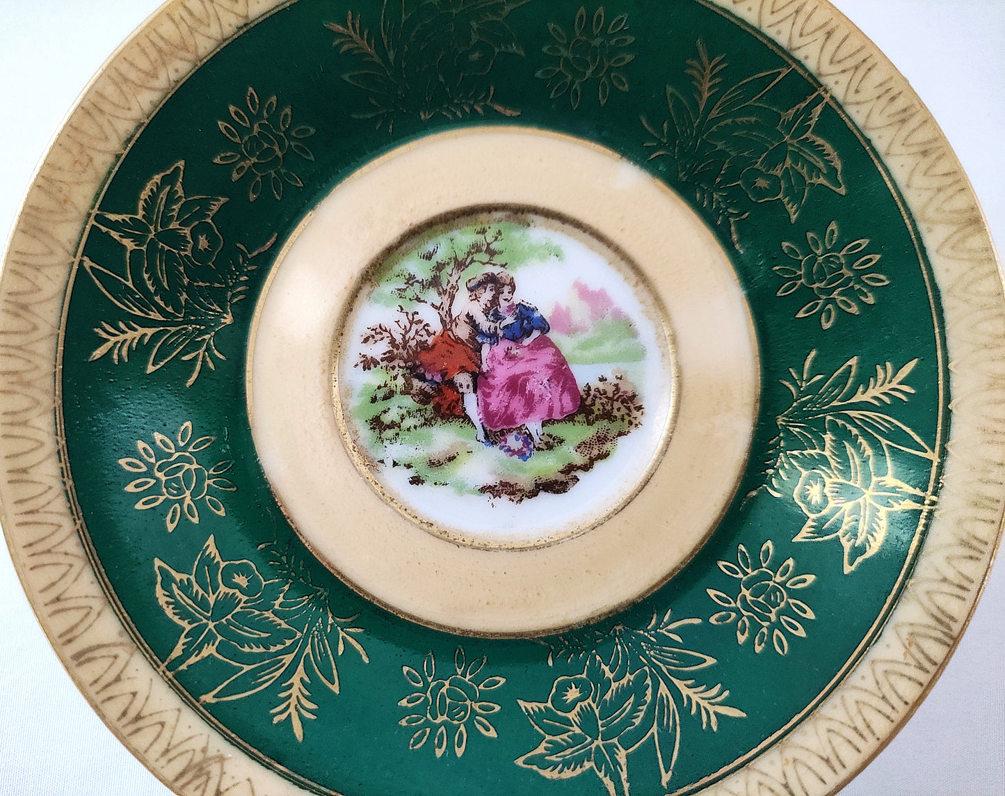 Service à café vert et doré