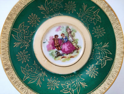 Service à café vert et doré