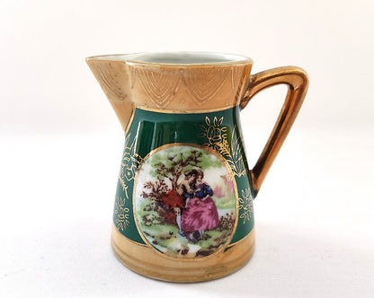 Service à café vert et doré