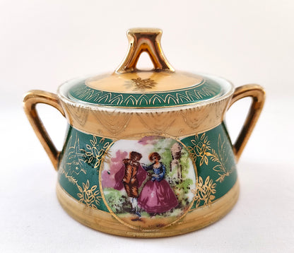 Service à café vert et doré