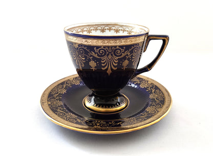 Service à café bleu cobalt et doré